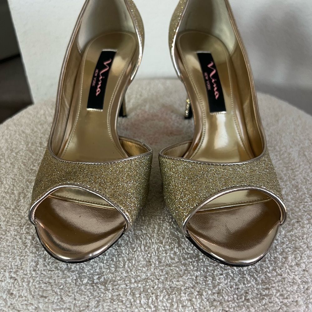 Nina Gold Glitter Women's Heels